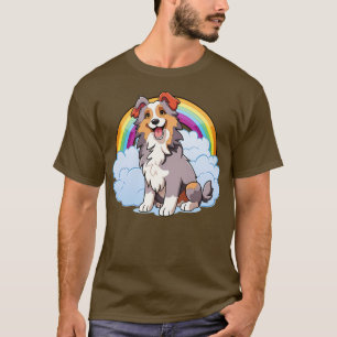 T-shirt Aussie Chien mignon Australian Shepherd Rainbow Pu