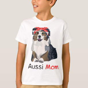 T-shirt Aussie Mom Chien Bandana Pet Lover Cadeau Femme Au