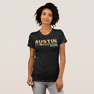 T-shirt Austin City Texas Vintage Perdu Retro Stripe