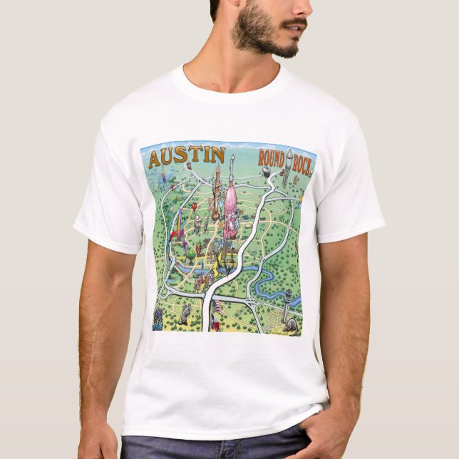 T-shirt Austin Round Rock Texas Fun Carte (Devant)