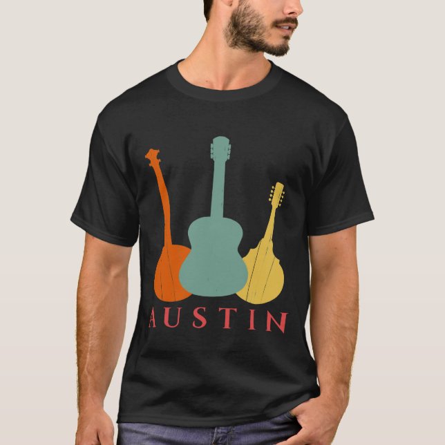T-shirt Austin Texas Distress Music (Devant)