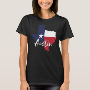 T-shirt Austin, Texas Drapeau Carte des femmes Noirs