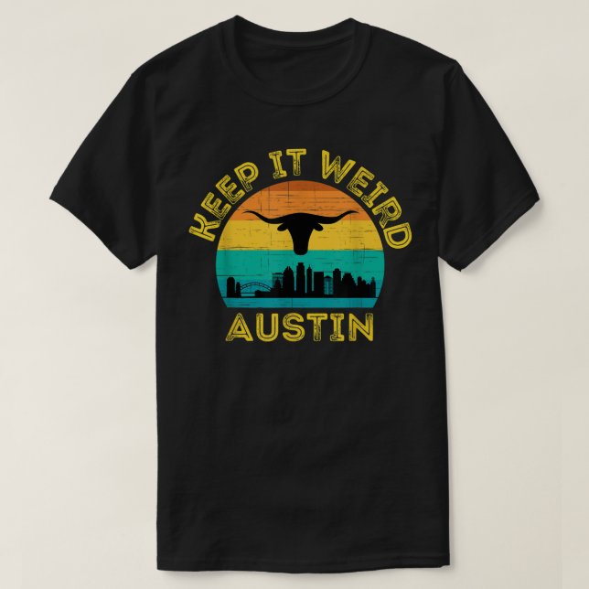 T-shirt Austin, Texas Gardez-Le Bizarre Longhorn (Design devant)
