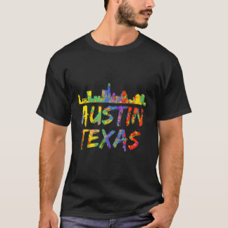 T-shirt Austin Texas Tx Skyline Paint Splash Hood