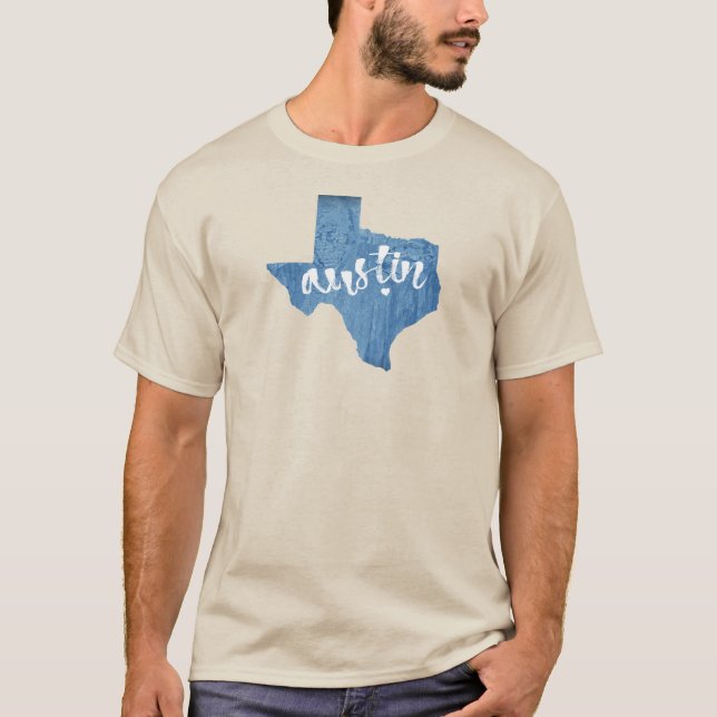 T-shirt Austin, Texas Wood Grain (Devant)
