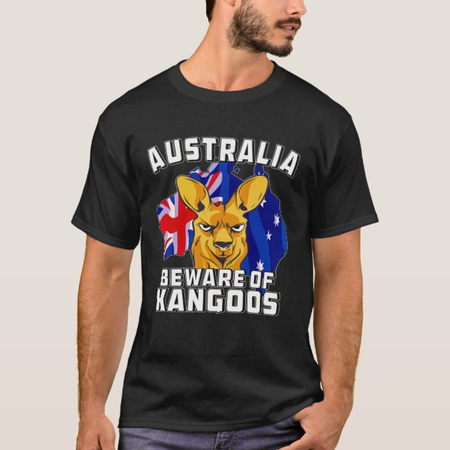 T-shirt Australia Beware of Kangoos Down Under Australia (Devant)