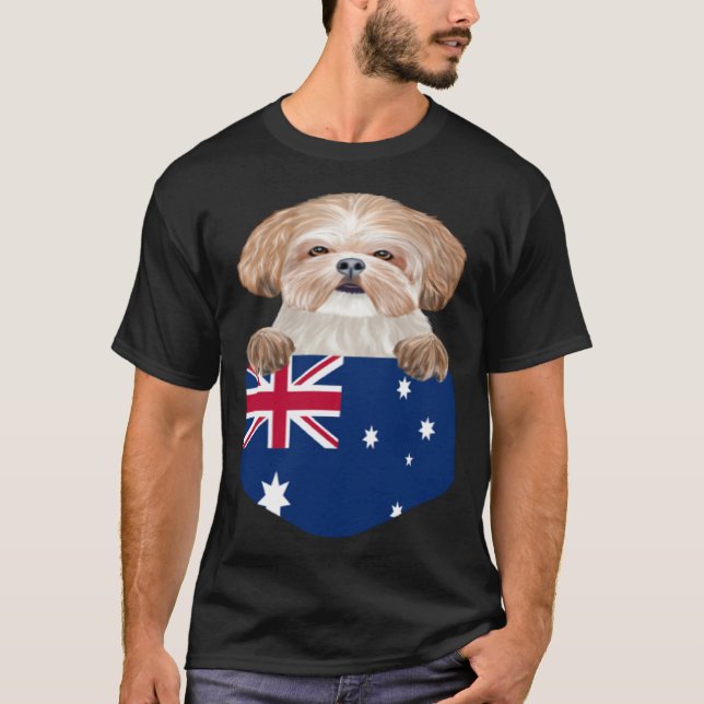 T-shirt Australia Flag Shih Tzu Dog In Pocket (Devant)
