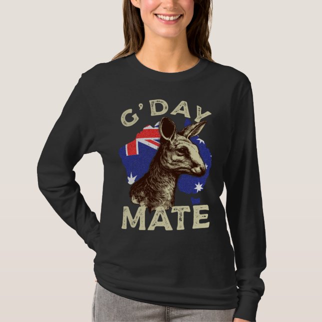 T-shirt Australia G day Mate Kangaroo Aussie Australian Fl (Devant)