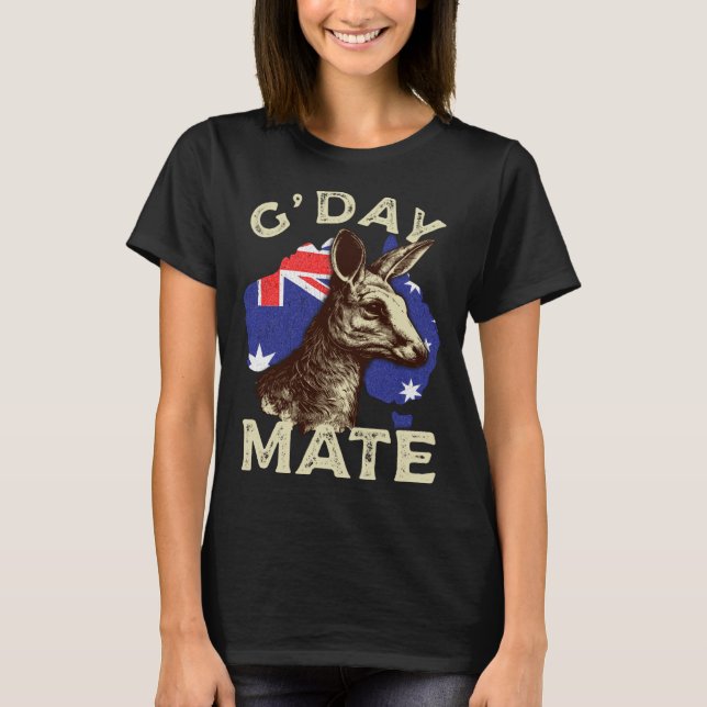 T-shirt Australia G day Mate Kangaroo Aussie Australian Fl (Devant)