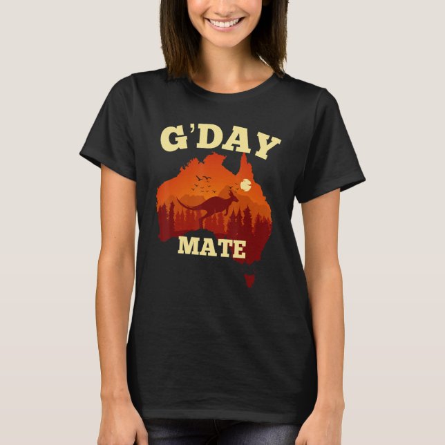 T-shirt Australia G'Day Mate   Australian Flag Aussie Map (Devant)