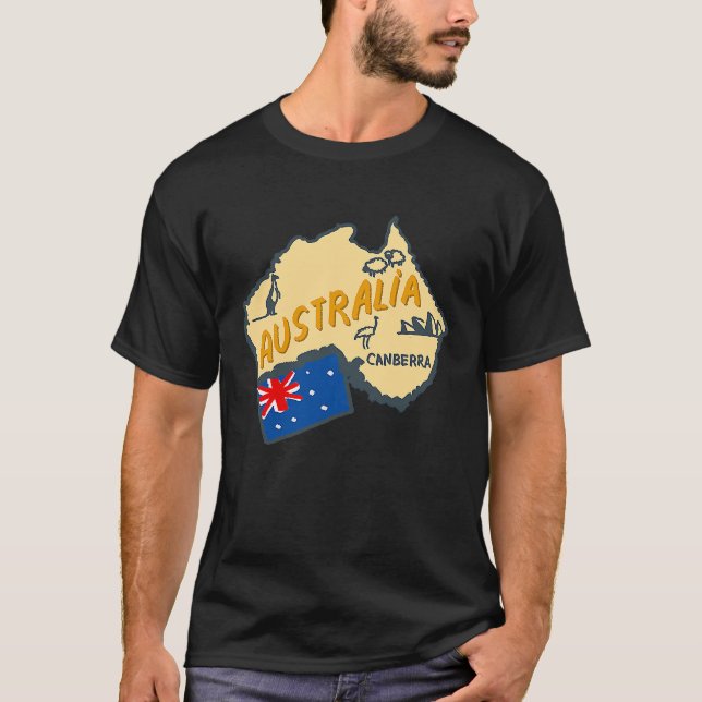 T-shirt Australia Marking Flags Koala Boomerang Canberra (Devant)