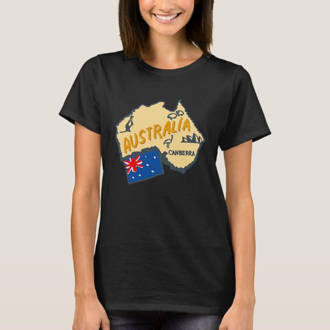 T-shirt Australia Marking Flags Koala Boomerang Canberra (Devant)