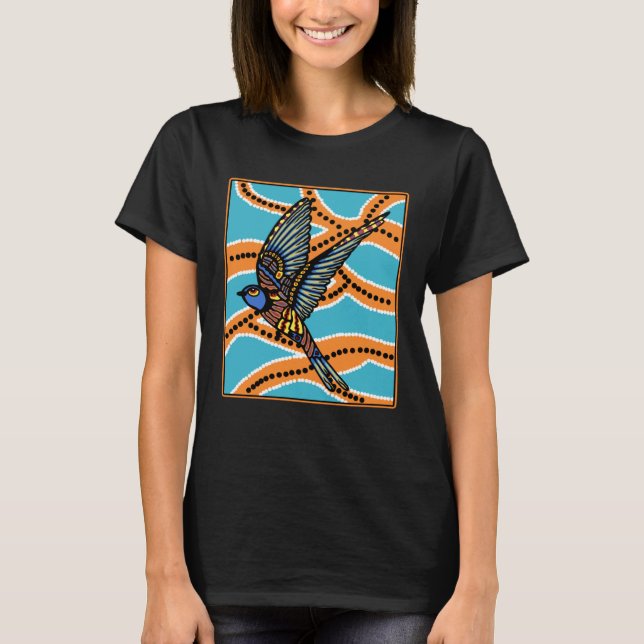 T-shirt Australian Aborginial Artwork  Bird of Paradise (Devant)