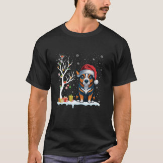 T-shirt Australian Cattle Dog Santa Hat Festif Tree Light