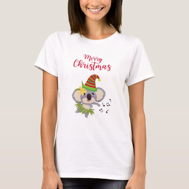 T-shirt Australian Christmas Cute Dancing Koala Design (Devant)
