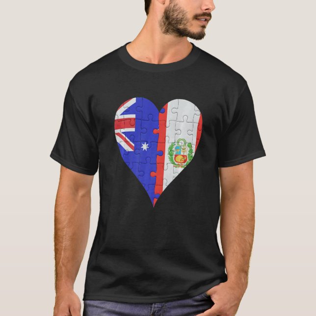 T-shirt Australian Peruvian Flag Heart (Devant)