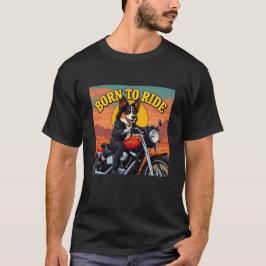 T-shirt Australian Shepherd Biker Est Né Pour Ride