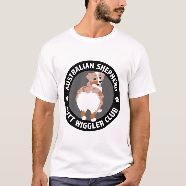 T-shirt Australian Shepherd Butt Wigglers Club - Red Merle (Devant)