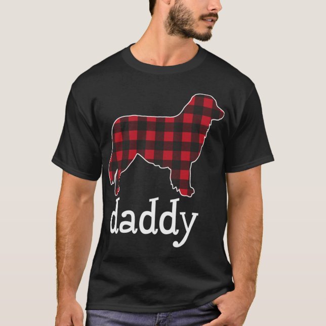 T-shirt Australian Shepherd Daddy Christmas Red Plaid Auss (Devant)