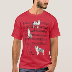 T-shirt Australian Shepherd Music Note Musicien amoureux d