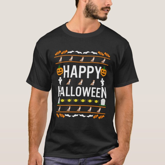 T-shirt Australian Shepherd Red Merle Halloween Lazy Ugly  (Devant)