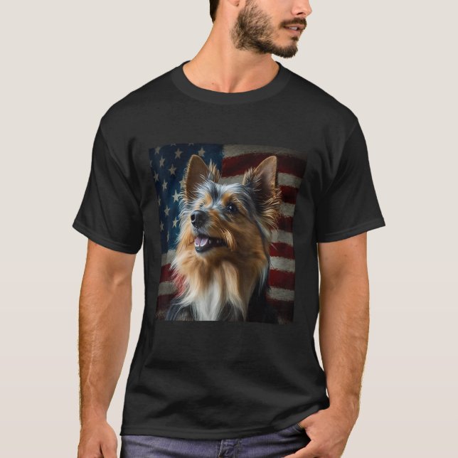 T-shirt Australian Terrier 4th of July  Australian Terrier (Devant)
