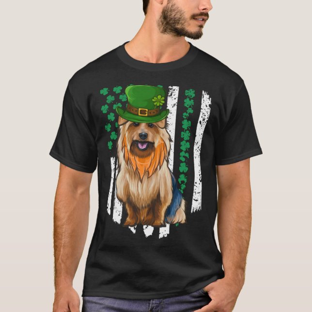 T-shirt Australian Terrier St Patricks Day Irish American  (Devant)