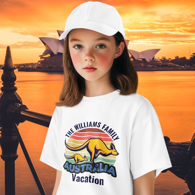 T-shirt Australie Voyage Cute Kangaroo Sunset Custom Kids (Créateur téléchargé)