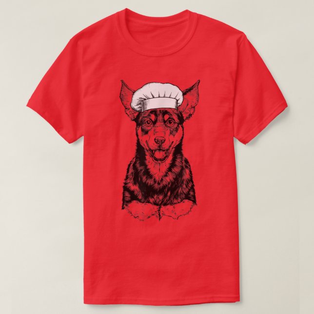 T-shirt Australien Kelpie Chien Cook Chef Cuisine drôle (Design devant)