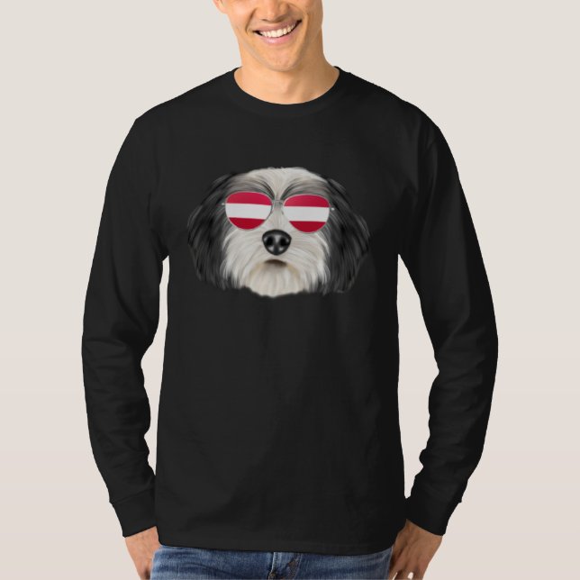 T-shirt Austrian Flag Polish Lowland Sheepdog Dog Austria  (Devant)