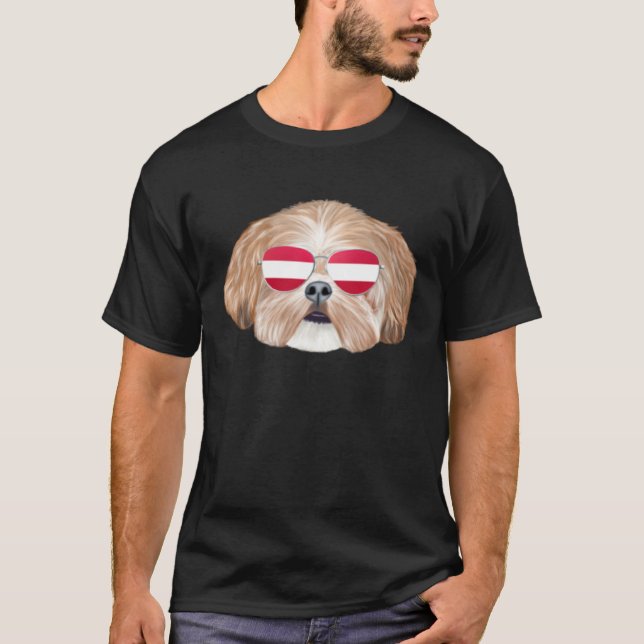 T-shirt Austrian Flag Shih Tzu Dog Austria Pocket (Devant)