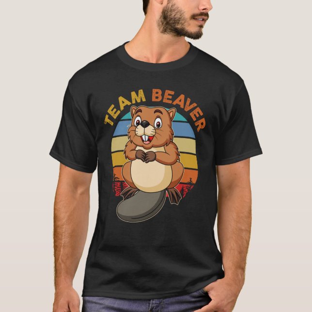 T-shirt Auteur de castors rétro Sunset Beavers (Devant)