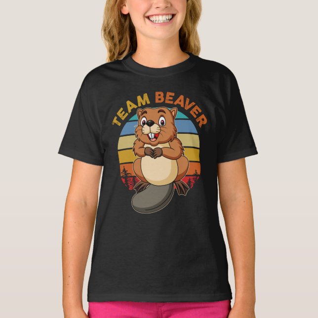 T-shirt Auteur de castors rétro Sunset Beavers (Devant)