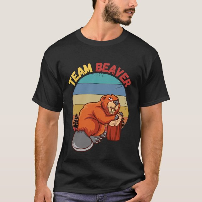 T-shirt Auteur de castors rétro Sunset Beavers (Devant)