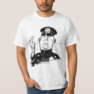 T-SHIRT AUTHORITY COP CHARACTER FINGER FLIP