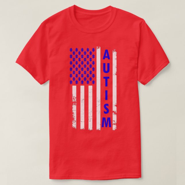 T-shirt Autism American Flag Sensibilisation sur l'autisme (Design devant)