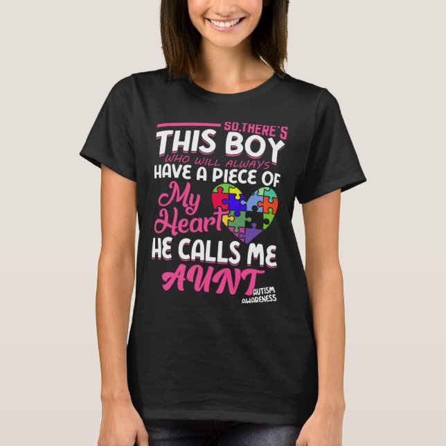 T-shirt Autism Aunt Boy Puzzle Pieces Autism Awereness (Devant)
