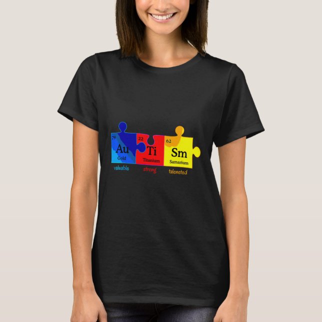 T-shirt Autism Aware Puzzle Chemical Element (Devant)
