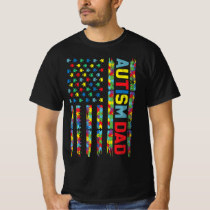 T-shirt Autism Awareness Autism Dad America Flag Puzzle G