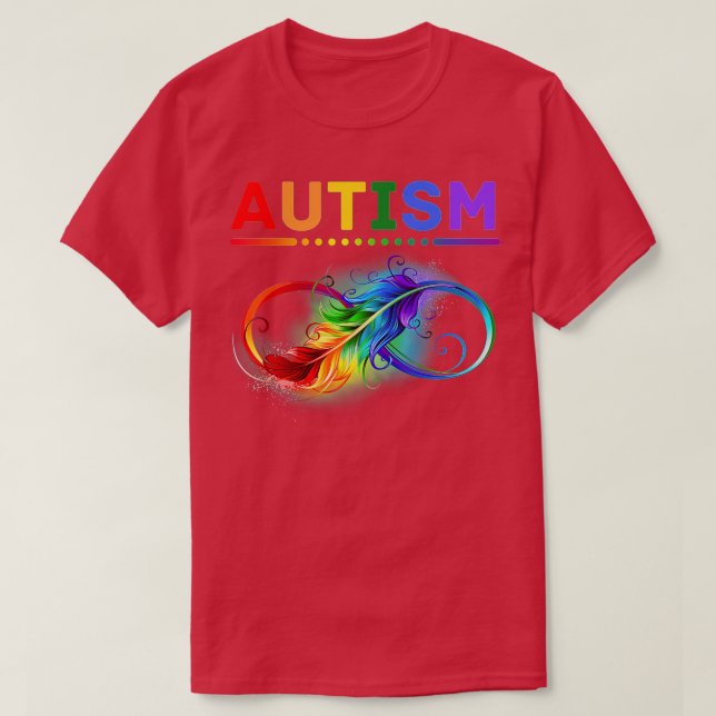 T-shirt Autism Awareness Autistic Support Feather Ribbon M (Design devant)