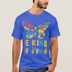 T-shirt Autism Awareness Be Kind Puzzle Sign Language Hand