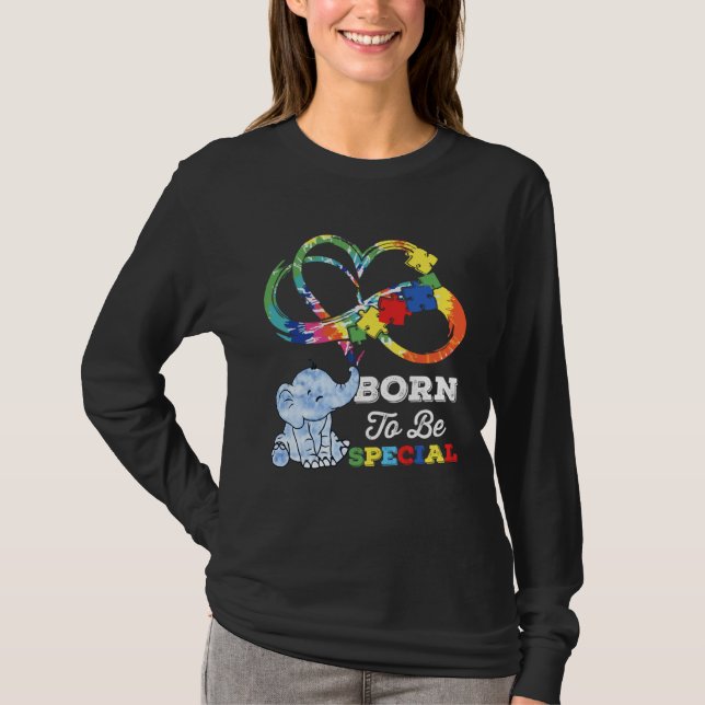 T-shirt Autism Awareness Born Special Elephant Infinity Lo (Devant)