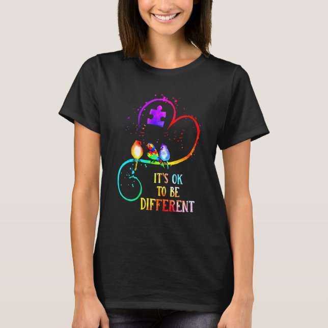 T-shirt Autism Awareness It's OK To Be Different Love Puzz (Devant)