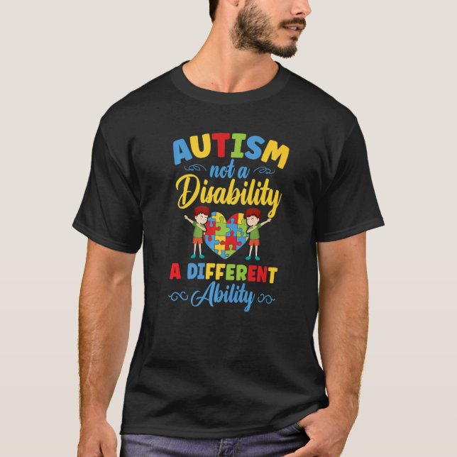 T-shirt Autism Awareness Kids Autism A Different Ability   (Devant)