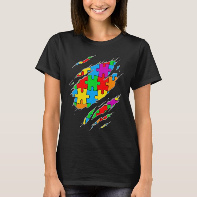 T-shirt Autism Awareness  Kids Puzzle Sayings Graphic Plus (Devant)