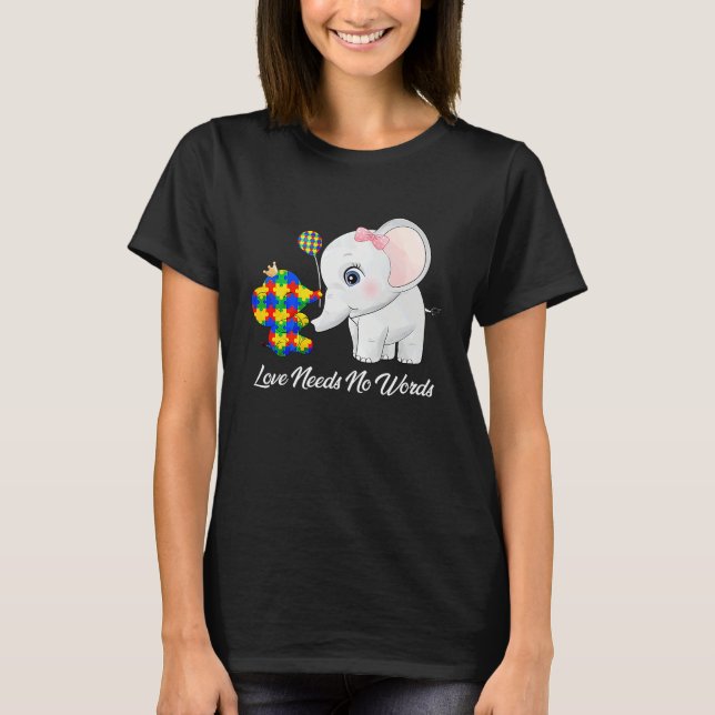T-shirt Autism Awareness Month Mama Papa Elephant Love Nee (Devant)