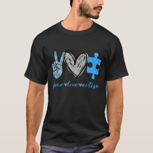 T-shirt Autism Awareness Month Puzzle Piece Peace Love Aut