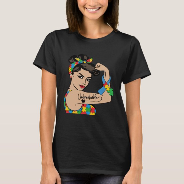 T-shirt Autism Awareness Mother Mom Unbreakable Strong Wom (Devant)