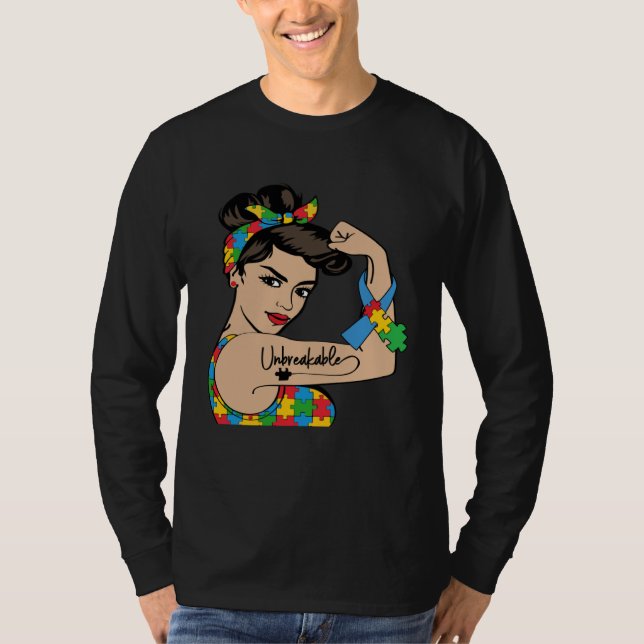 T-shirt Autism Awareness Mother Mom Unbreakable Strong Wom (Devant)
