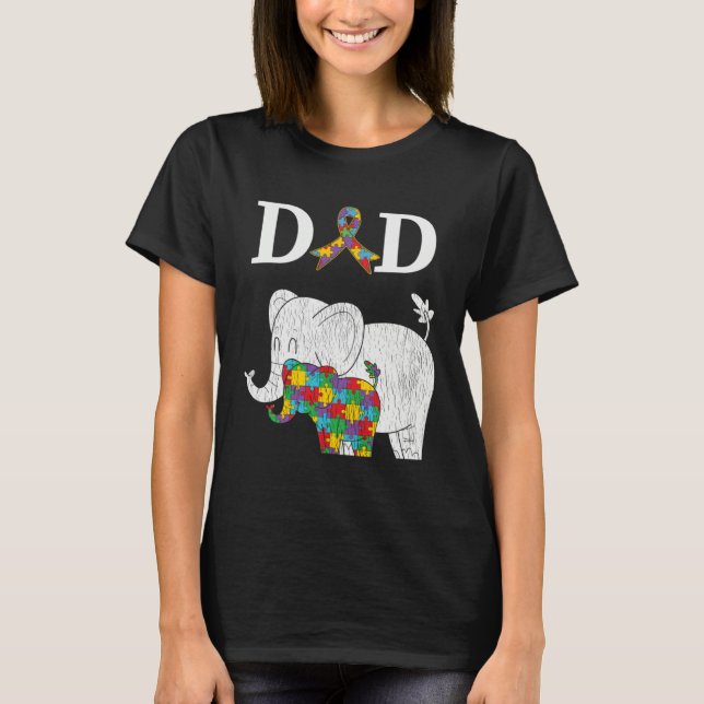 T-shirt Autism Awareness Proud Dad Autistic Son Daughter E (Devant)
